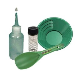 Sluice Monkey 12″ Green Gold Pan Panning Kit with 4oz Sniffer Bottle, Scoop & G