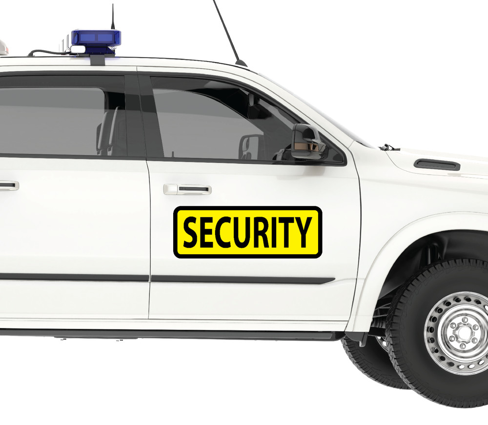 SECURITY 6″X18″ YELLOW BLACK MAGNETIC VEHICLE SIGNS TO FIT VAN CAR TRUCK OR SUV