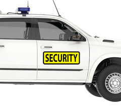 SECURITY 6″X18″ YELLOW BLACK MAGNETIC VEHICLE SIGNS TO FIT VAN CAR TRUCK OR SUV