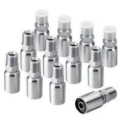 12-Pack 1/2″ Hose x 1/2″ NPTF Male Pipe Thread Hydraulic Hose End Crimp Fittings