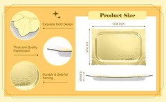 4 Pcs Gold Rectangle Serving Trays Heavy Duty Disposable Paper Cardboard Serving