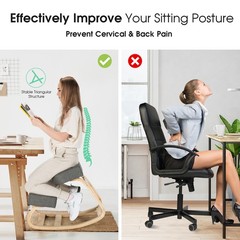 Costway Ergonomic Kneeling Chair Rocking Office Desk Stool Upright Posture Grey