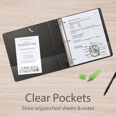 Oxford 3 Ring Binders, 0.5 inch ONE-Touch Easy Open D Rings, Inch, Black