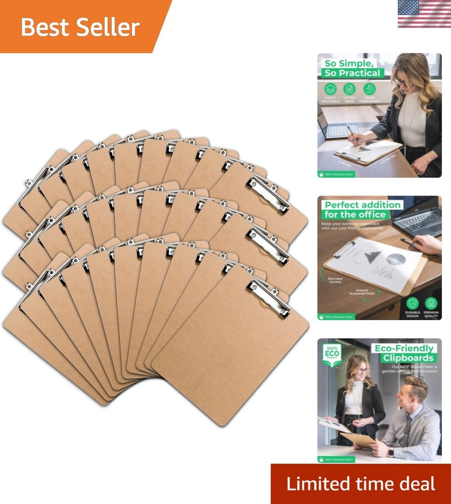 Clipboards Set of 30 Hardboard Clipboard Low Profile Clip A4 Letter Size Clas…
