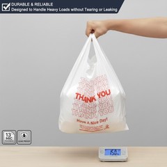 YoYoRain 1000 Pack White Thank You T-Shirt Bags with Handles, 11x6x21 Plastic