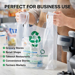 3 Mil Reusable Clear T-Shirt Grocery Bags 1/6 Size 11.5×6.5×21 Heavy Duty Bulk