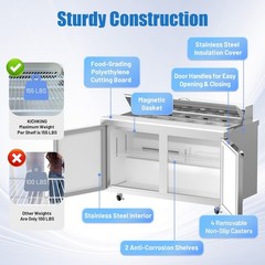Commercial Refrigerator 48” Salad Sandwich Prep Table W/12 Pans Kitchen Bars 2D