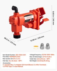 Uimoso Electric Fuel Transfer Pump 110V for Diesel, Oil, and Kerosene, 15 GPM
