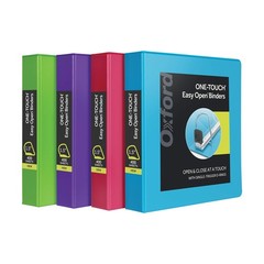 Oxford 3 Ring Binders, 1.5 Inch ONE-Touch Easy Open D Rings, 3-Sided View