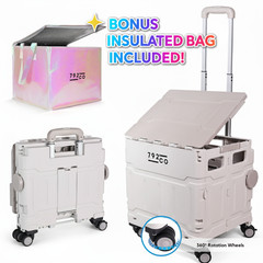 Ultimate Foldable Rolling Cart with Wheels and Bonus Insulated Shopping Bag.