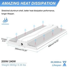 240 Watt LED Linear High Bay Light Warehouse Shop Hanging Fixture 36000LM Indoor