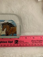Joan Baker Designs Art Glass With Horses Business Card Holder (H1)