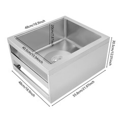 Stainless Steel Floor Mop Sink 22 × 19 × 12 In – 8 In Deep Rectangular Basin