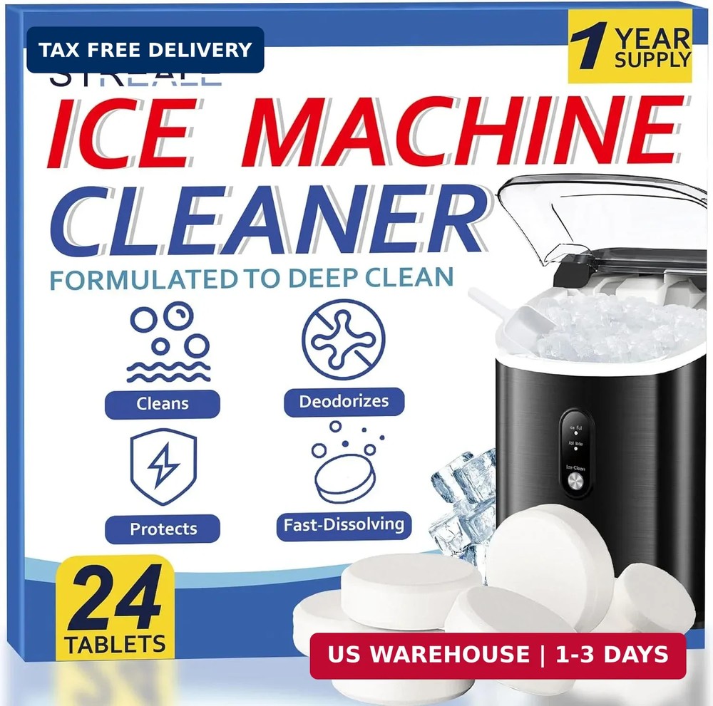 Ice Machine Cleaner Maker and Descaler – 24 Ice Maker Cleaner Tablets Compatible