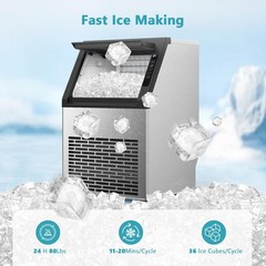 COWSAR Commercial Ice Maker Machine, 80Lbs/24H Stainless Steel Ice Maker 24Lbs