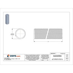 Manufacturer Varies Fully Threaded Rod, 7/16″-20, 12 in, Steel, Grade 2, Zinc