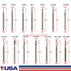 10-100Pcs Dental Carbide Burs for High Speed Handpiece Round Cone Bur Diamond FG