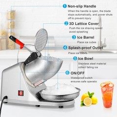 Electric Ice Crusher Shaver Machine Maker Shaved Ice Silver Snow Cone 143 lbs