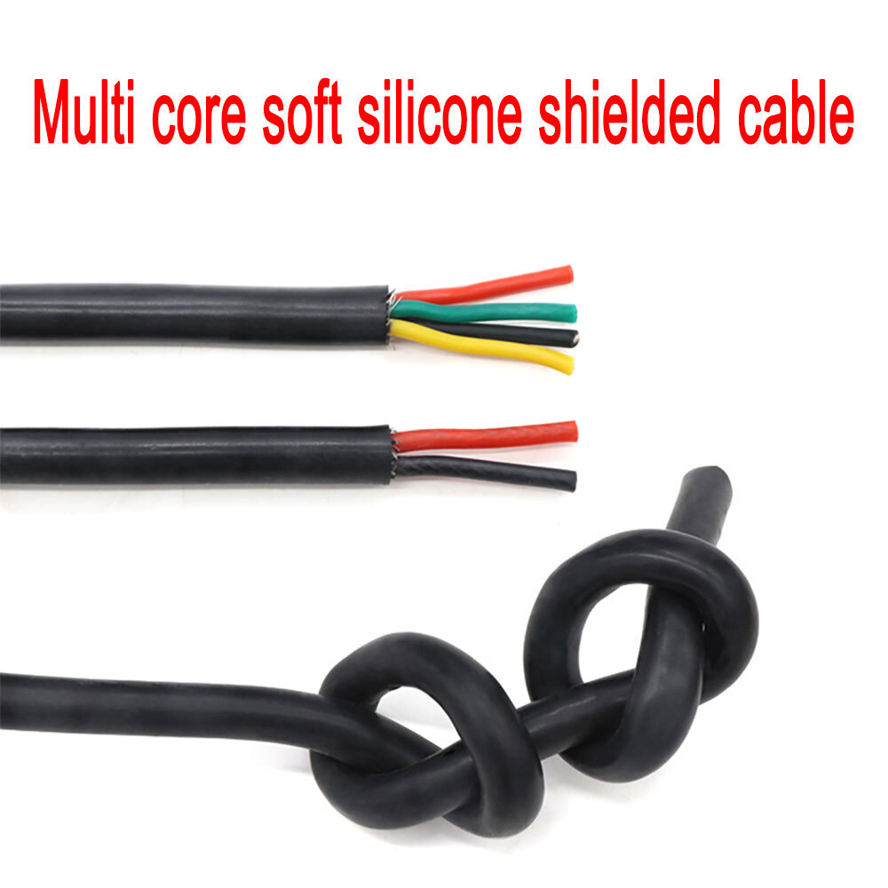 2/3/4/6Core Soft Silicone Insulation Power line Cable Black Shielded Wire