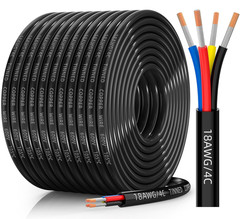 18 Gauge Wire 4 Conductor Electrical Wire, 18 AWG Tinned Copper Stranded PVC Cab