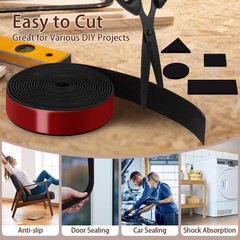 Neoprene Rubber Strips, 1″ Wide X 1/8″ Thick X 115″ Long Adhesive Solid Rubber