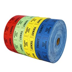 8000 Double Roll Raffle Tickets 4 Colors x 2000 Tickets Red Blue Yellow Green