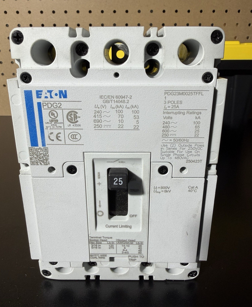 Eaton PDG2 PDG23M0025TFFL 25A 3-Pole AC Circuit Breaker 551-600V