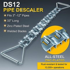 DS12 Steel Pipe Descaler 33″ for Zinc-Plated Steel Scale Remover, 3″ – 12″ Pipes