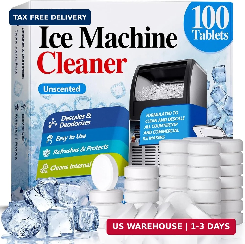 100 Pack Ice Machine Cleaner Descaler Tablets-Ice Maker Cleaner Compatible with