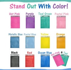 Assorted Sizes 8.5×12, 6×9, & 4×8 Colored Poly Bubble Mailers, Padded Envelopes!