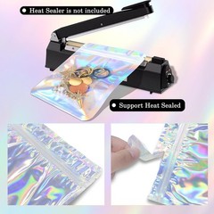 Holographic Bags 100pcs Mylar Bags 3×4 inches Resealable Bag with Party Favor…