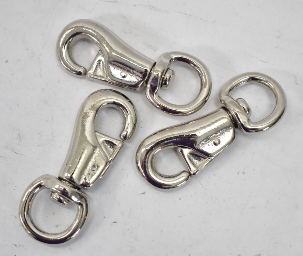 Lot of 3 Multipurpose Heavy Duty Clasp Bull Snap Hook Metal Chrome Tools