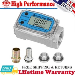 Flow Meter 1″ Digital Turbine Fuel Meter Waterproof Inline NPT Thread Flowmeter