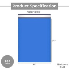 200 19×24 Blue Poly Mailers Envelopes Self Sealing Shipping Mailers Bags 19″x24″