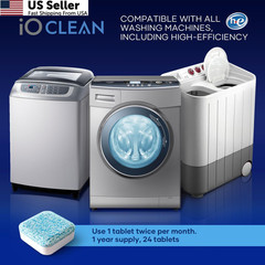 iO CLEAN Washing Machine Cleaner Descaler Tablets, 24 1 Count (Pack of 24)