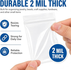 600 Pack Small Plastic Baggies 6 Assorted Sizes. 1.5X2 2X2 2X3 3X3 3X4 3X5 Inch