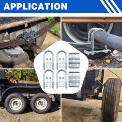 1Set Trailer U Bolt Kit for 3500 lbs 2-3/8″ Round Axle 6-1/4″ Long 1/2” Diame…