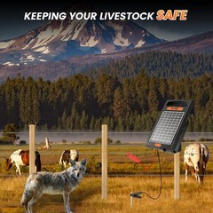 24 Hour Solar Electric Fence Charger, 10 Miles, Up to 10200v Output Range Ele…