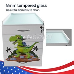 5-Drawer Cartoon Trolley Cart Acrylic Acrylic Mobile Wooden Cabinet Rolling Cart
