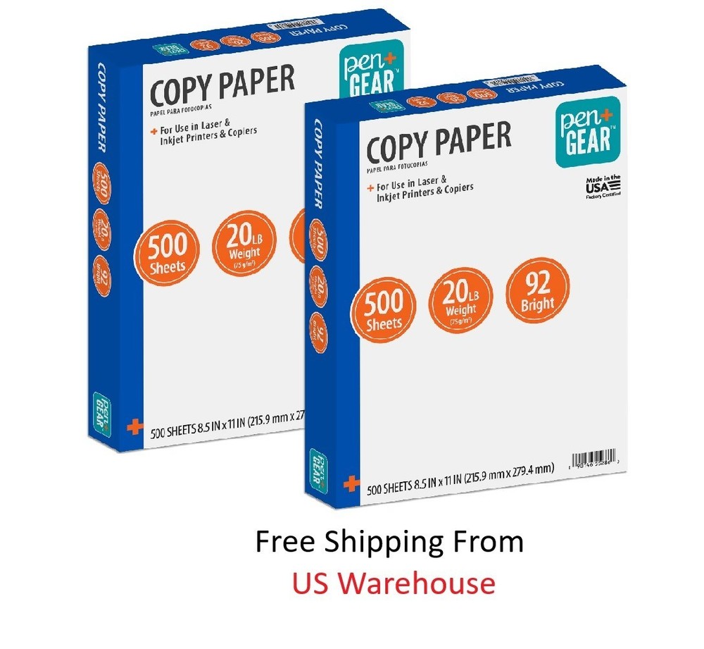 Pen+Gear Copy Paper, 8.5″ x 11″, 92 Bright, 20 lb., 2 Reams (1,000 Sheets)