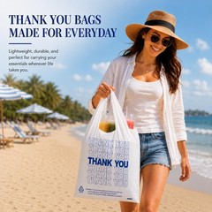 YoYoRain 500 Count Plastic T-Shirt Bags, 11″ x 6″ x 21″, White, Grocery & Tak…
