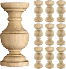 10 Pcs Unfinished Wood Spindles Craft Baluster, 2.36 Inch Natural Beech Blank Fi