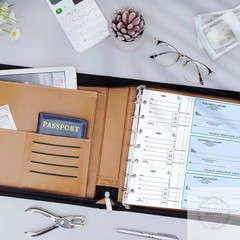 Zippered 7 Ring Business Checkbook Binder Portfolio for 3-on-a-Page Business