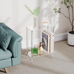 Clear Acrylic Narrow Side Table for Small Spaces, 15.75″ L x 7.87″ W x 19.82″…