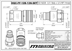3/4″ Flat Face Hydraulic Quick Couplers Set – 3/4″ NPT Thread