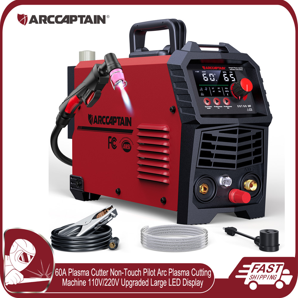 ARCCAPTAIN 60A Plasma Cutter Non-Touch Pilot Arc HF Large LED Display 110V/220V