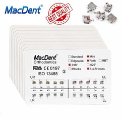 MacDent Bracket de Ortodoncia Dental Estándar Roth MBT.022/018 con Ganchos 3/345