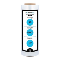 12″ x 1500FT 90 Gauge Pallet Wrap Stretch Film Shrink Hand Wrap 1500′ 4 Rolls