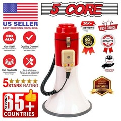 5Core 60W Megaphone Speaker Pro Bullhorn Handheld Police Siren Voice Recording