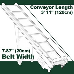 47″L Electric Incline Conveyor Machine, Max. 29.5″H Lift, 7.87″W Rubber PVC Belt